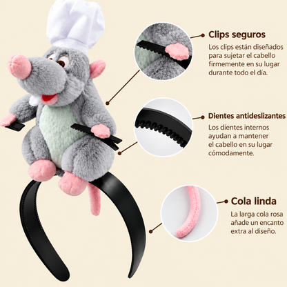 Balaca con peluche de rata chef
