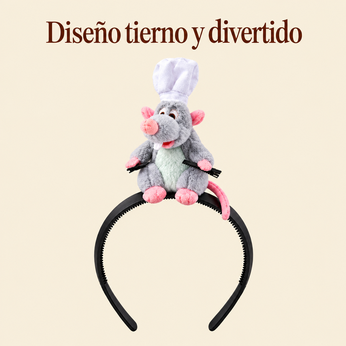 Balaca con peluche de rata chef