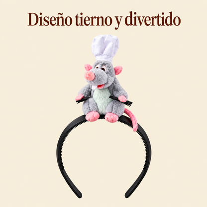 Balaca con peluche de rata chef
