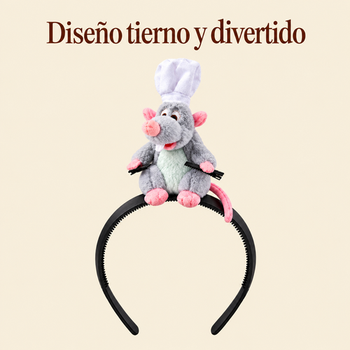 Balaca con peluche de rata chef
