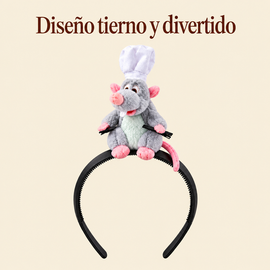 Balaca con peluche de rata chef