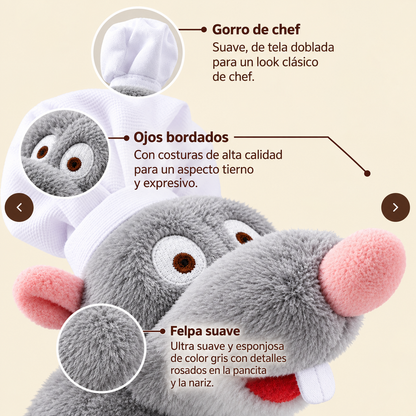 Balaca con peluche de rata chef